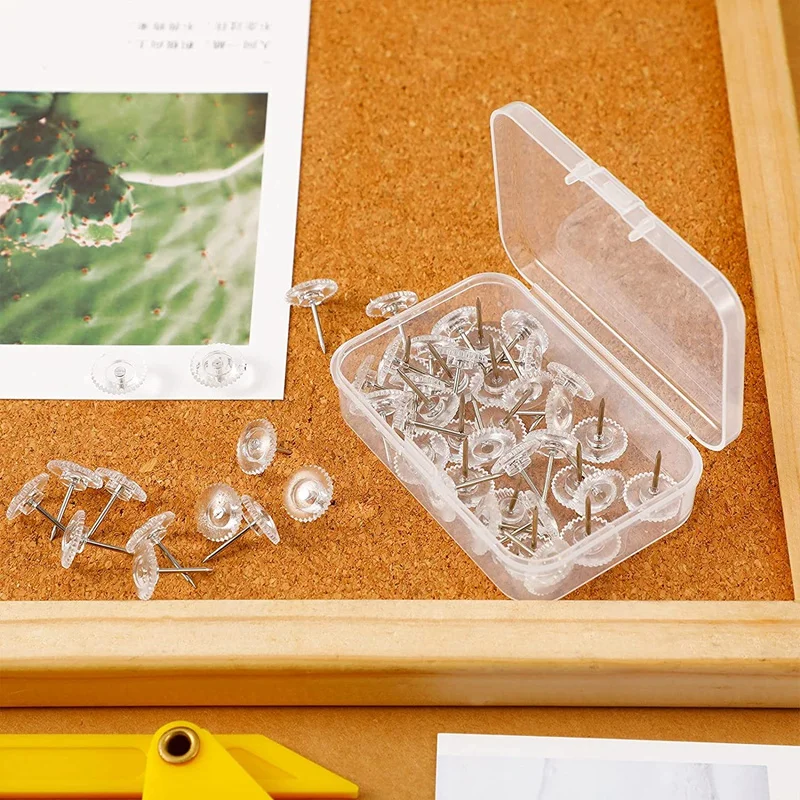 Clear Push Pins Small Plastic Thumb Tacks Steel Point And Clear Plastic Head Pushpins For Cork Board