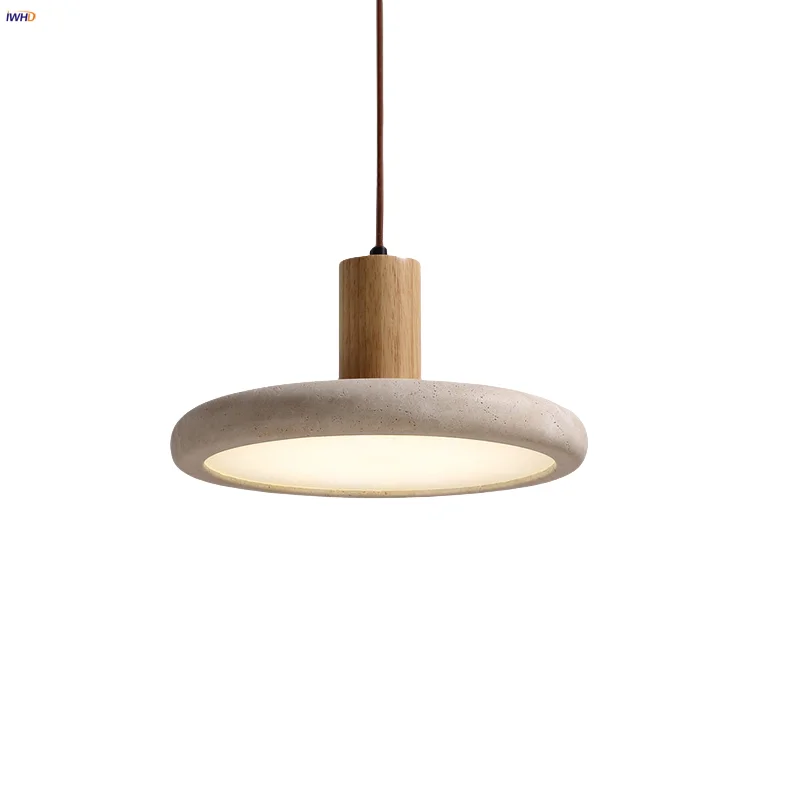 

IWHD Natural Wood LED Pendant Lights Study Balcony Aisle 2m Wire Adjustable Interior Home Decor Hanging Lamp Luminaire Suspendu