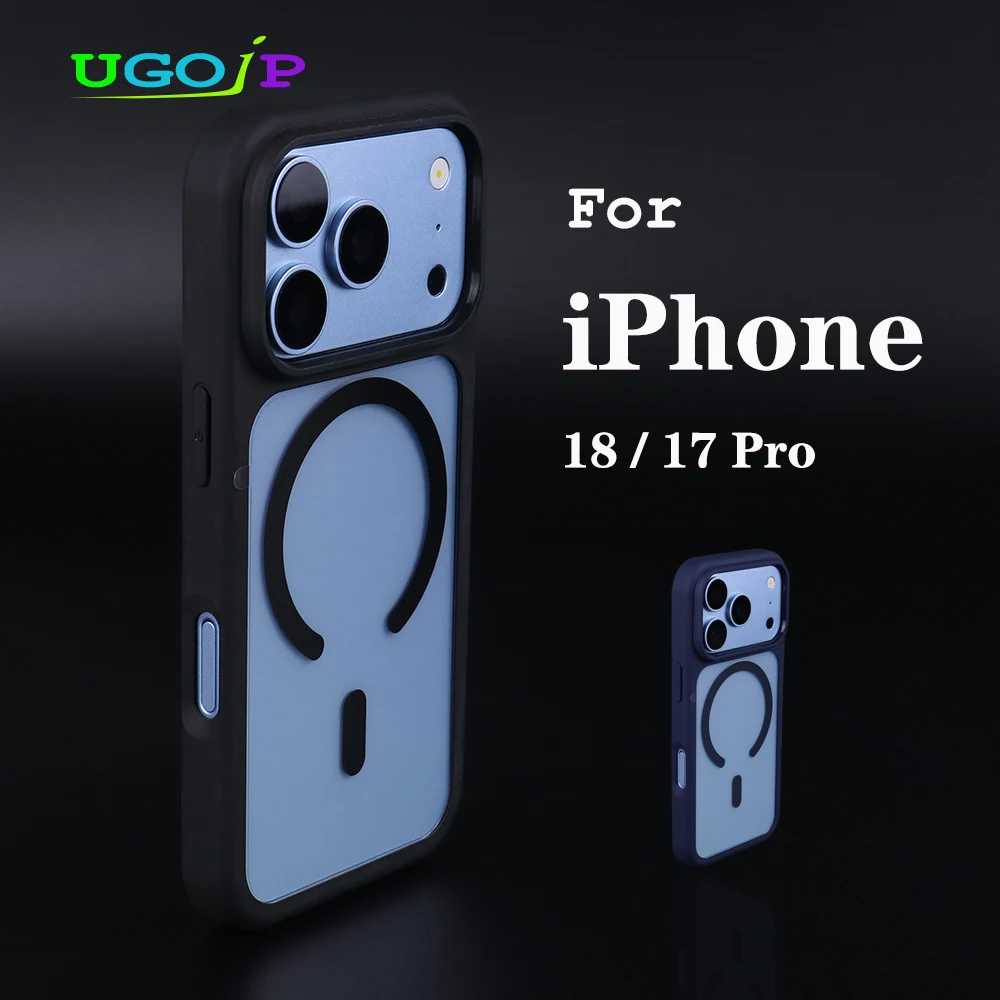 UGOjP Magnetic Case For iPhone 18 Pro 17 Pro MagSafe Clear Case Shockproof Transparent PC Back TPU Frame Protective Phone Cover