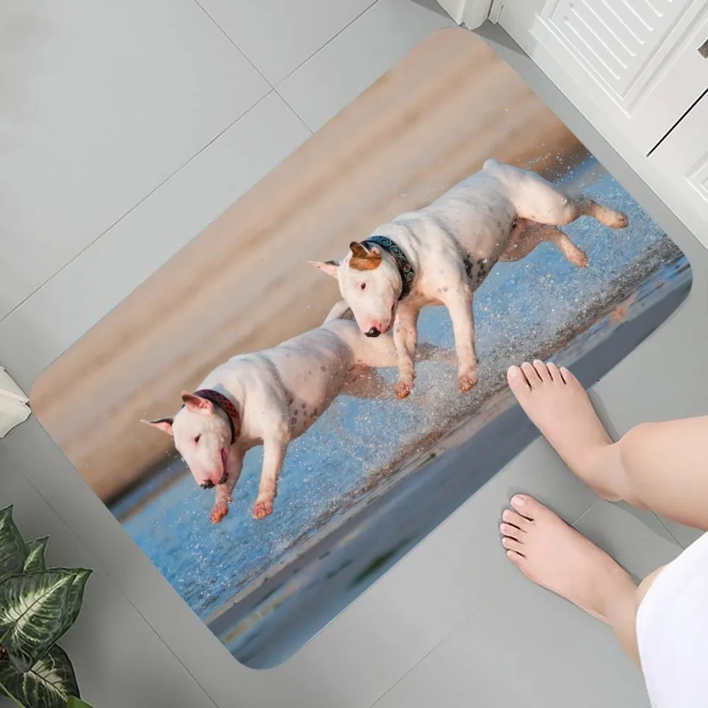 Bull Terrier Mata podłogowa z nadrukiem graficznym Wycieraczki flanelowe do łazienki Kuchnia Wejście Dywan Home Decor