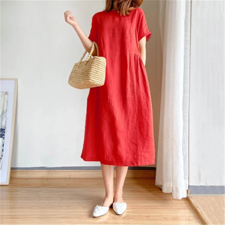 New Long Sleeve Maternity Dress Fashion Clothes for Pregnant Women V-neck Boho  Cotton Linen Loose Lantern