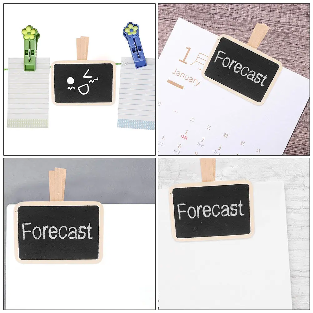 

50Pcs Mini Wooden Chalkboard Signs with Clip Small Blackboard for Writing Reminders Notes Food Name Tags Buffet Labels Chalk