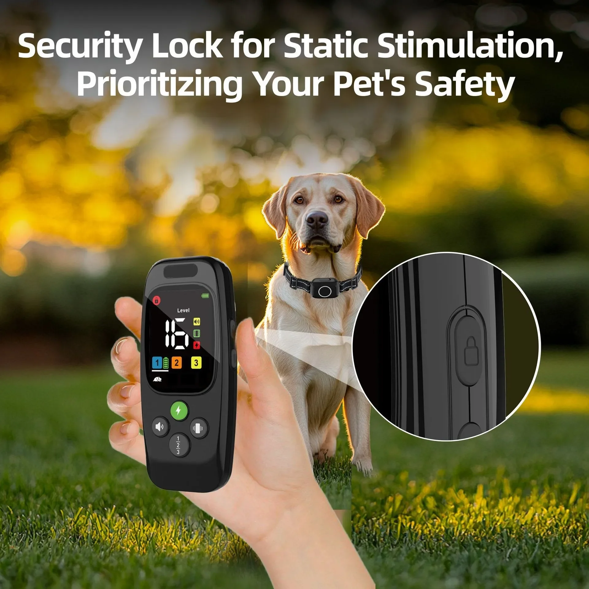 

1000M Dog Training Collar, Universal Waterproof Rechargeable Dog Bark Beep Static Vibration Collar with Remote Shows Pet Status