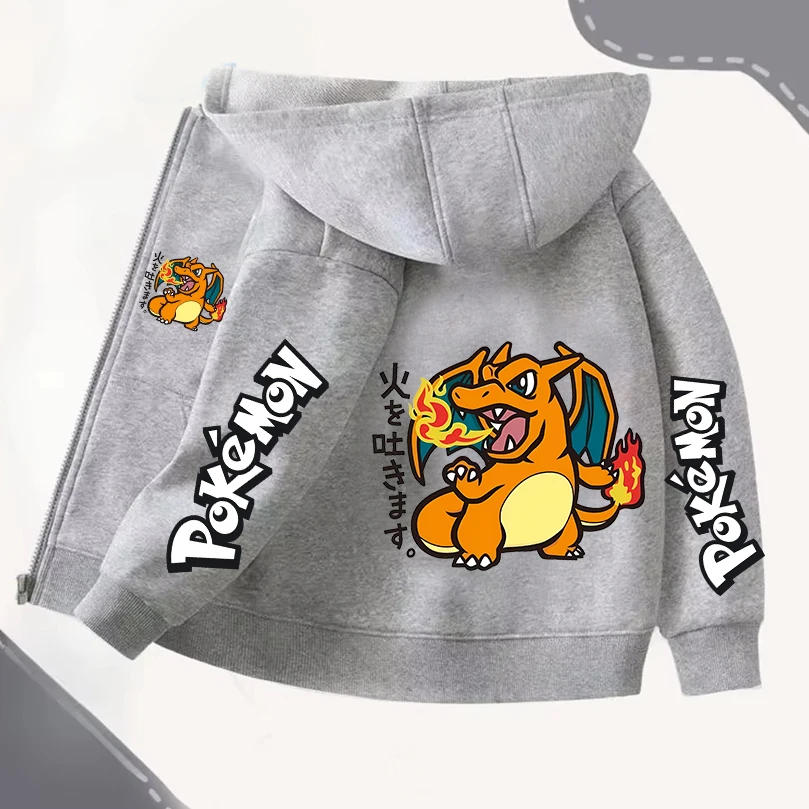 Sudaderas con capucha con cremallera, abrigos, sudadera para niña y niño, ropa de Pokémon, jerséis Harajuku de manga larga para otoño e invierno, Tops informales con capucha, regalo