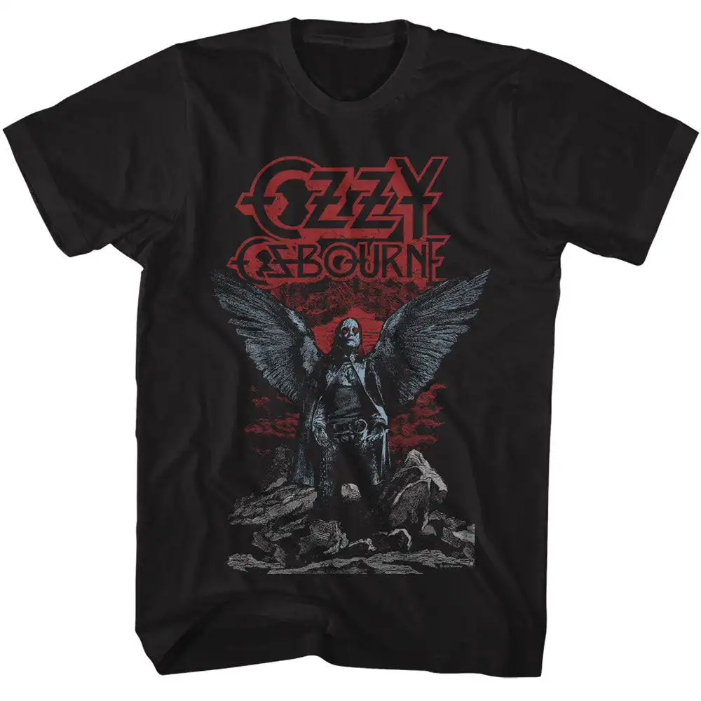 

2025 Summer Ozzy Angel Wings T-shirt Printed Cotton Round Neck Loose Casual Fashion Men's and Women's Pop Top