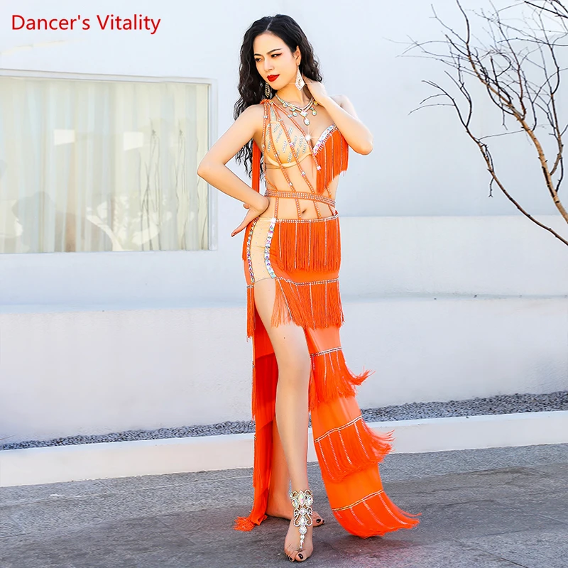 Belly Dance Performance Clothes Women's Drum Solo Tassel Dynamic Stage Performance Clothes Cusomzied Girl's Oriental Wear Outfit