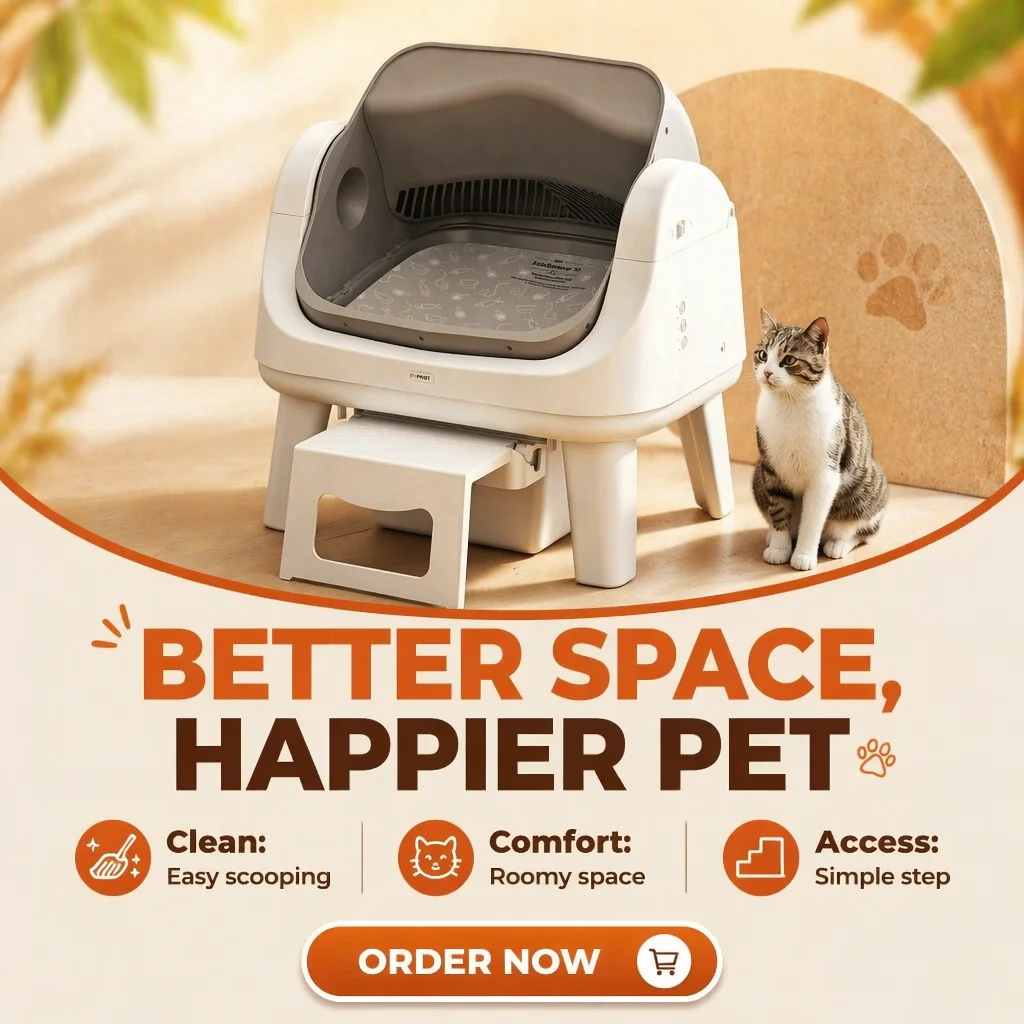 Open Top Design Self-Clean Multi-Infrared Sensors Anti-Pinch Automatic Cat Litter Box