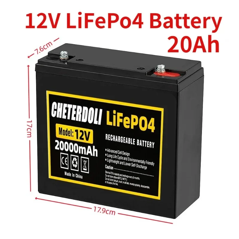 New 12V 20Ah LiFePo4 Battery Lithium Iron Phosphate 12V 24V LiFePo4 Rechargeable Battery for Kid Scooters Boat Motor No Tax