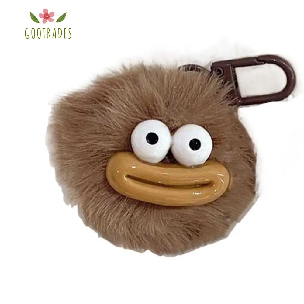 Sausage Mouth Hair Ball Key Chain Funny Plush Doll Pendant Key Ring Charms Backpack Car Decor Bag Accessories