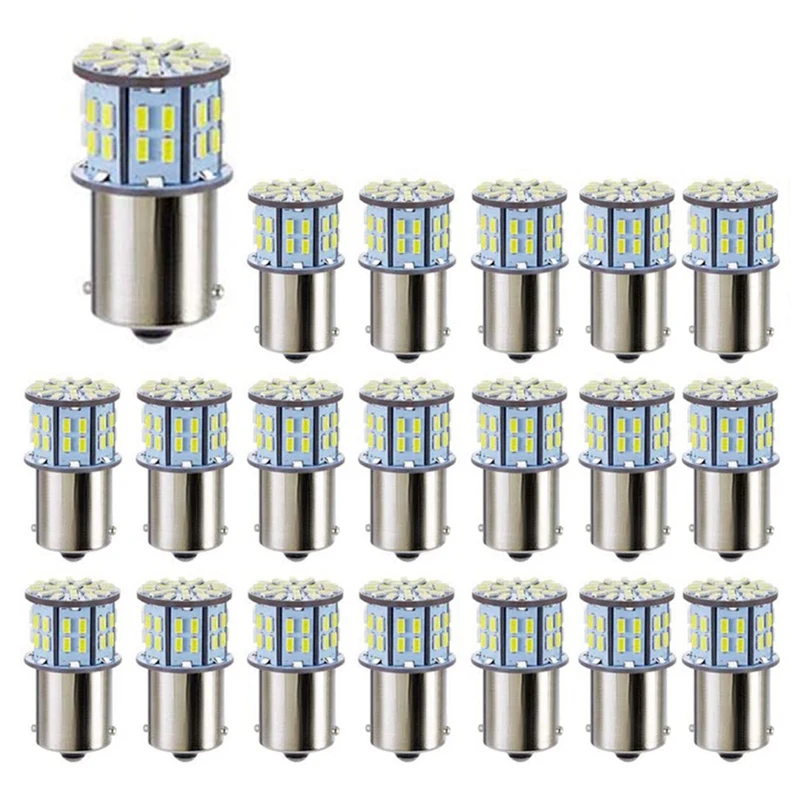 20X LED Light Bulbs For Super Bright 3014 50-SMD White 1156 1141 1003 BA15S Bulbs For Camper Trailer Marine Boat Trunk