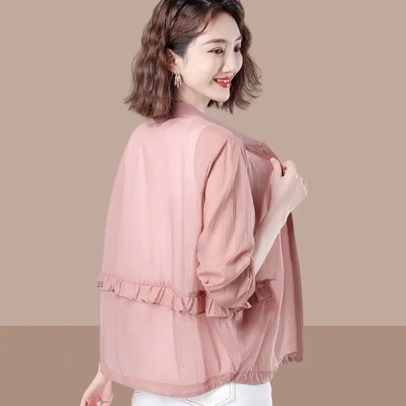 

Women Summer Oversize Loose Sun Protection Jacket Female Thin Casual Outerwear Ladies Long Sleeve Outdoor Short Clothing Q760