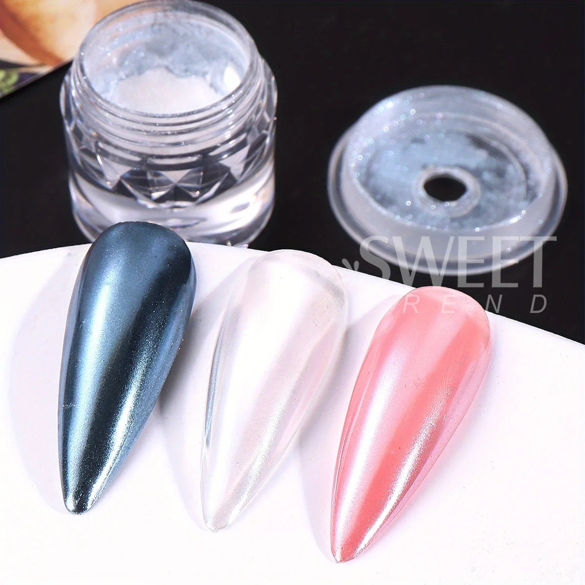 Wit maanlicht spiegel nagel glitter poeder Aurora glanzende parel chroom pigment zeemeermin bruiloft fee manicure decor accessoires