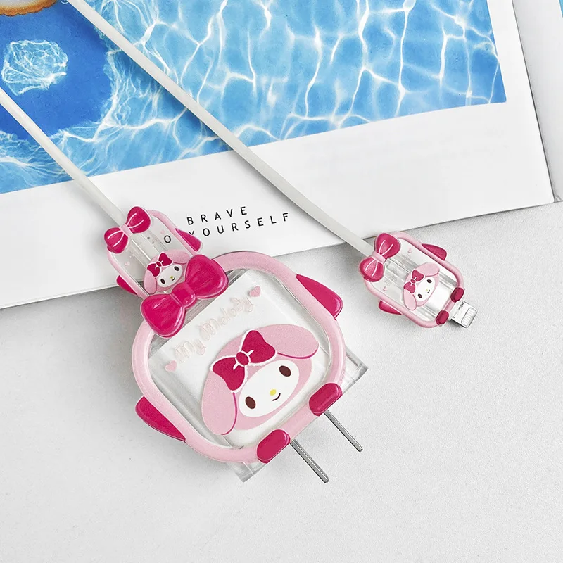 Cute Sanrio Charger Cable Protector Kawaii Mymelody Apple 18W Data Cable Wire Clamp Cartoon Protective Cover Girls Gift