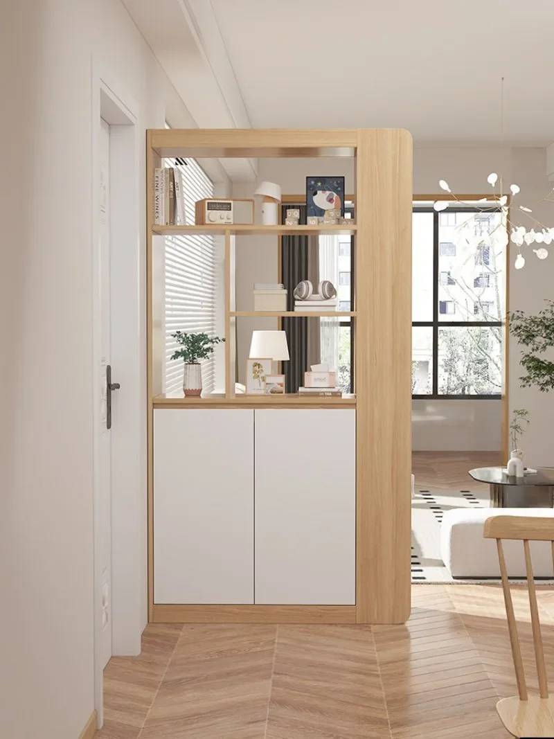 Solid wood log wind, living room double-sided storage, porch cabinet, locker, household integrated wall entry, shoe cabinet part