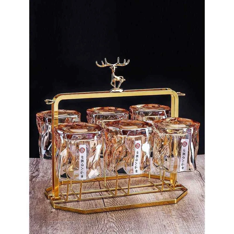 Japanese crystal glass high borosilicate light luxury beer cup home hospitality drinking water tea cup set living room