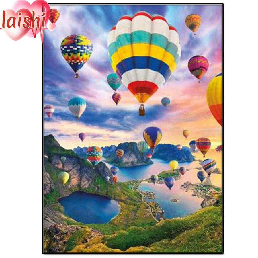 Creative art, colorful hot air balloon Diamond Painting Diamond Embroidery Cross Stitch Mosaic Picture Gift Bedroom Decoration