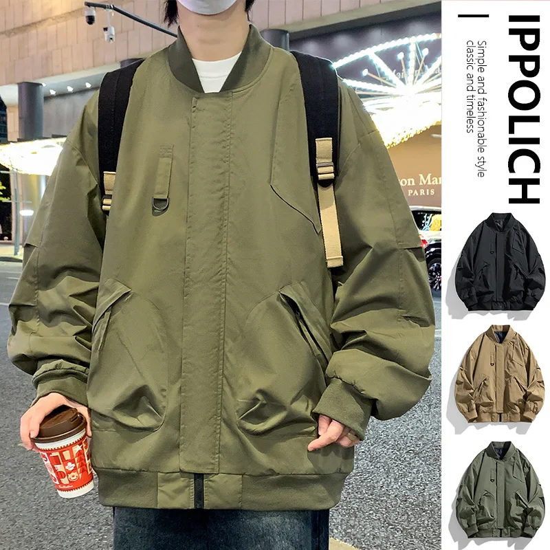 

Autumn Men Jacket Street Fashion Solid Colors Coat Korean Trend Versatile Jackets Spring Windproof Wearable Outdoor Jacket M-8XL