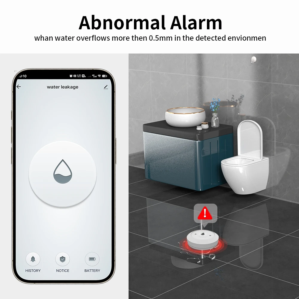 TNCE ZigBee3.0 Tuya Smart Water Detect Sensor Alarm Water Sensor Leak Detector Flood Water Leakage Alarm APP Remote Monitoring