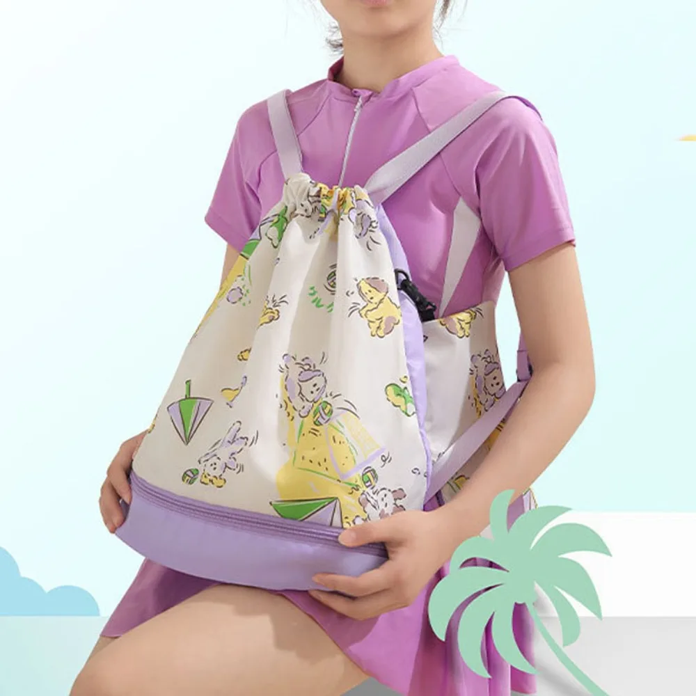 Waterproof Children's Swimming Bag Shoe Compartment Dry Wet Separation Beach Bag Cartoon Drawstring Swimm Storage Bag