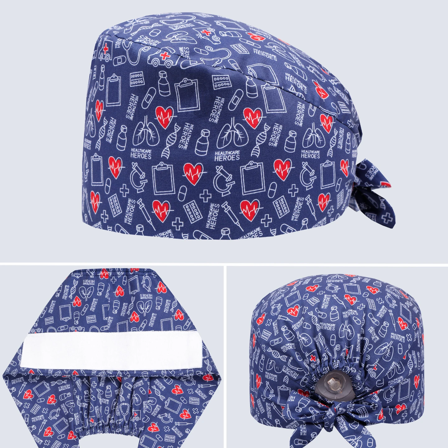 2026 Heart Scrub Man Caps Soft Adjustable Nursing Hats Digital Cotton Home and Work Women's Skullcaps M1205