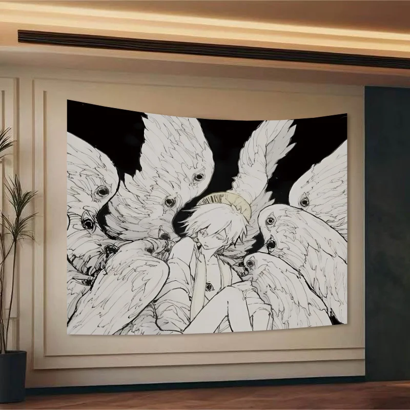 

Chic Anime Boy-White Wing Tapestry-Polyester Wall Hanging for Bedroom Living Room and Home Decor Includes Free Accessories