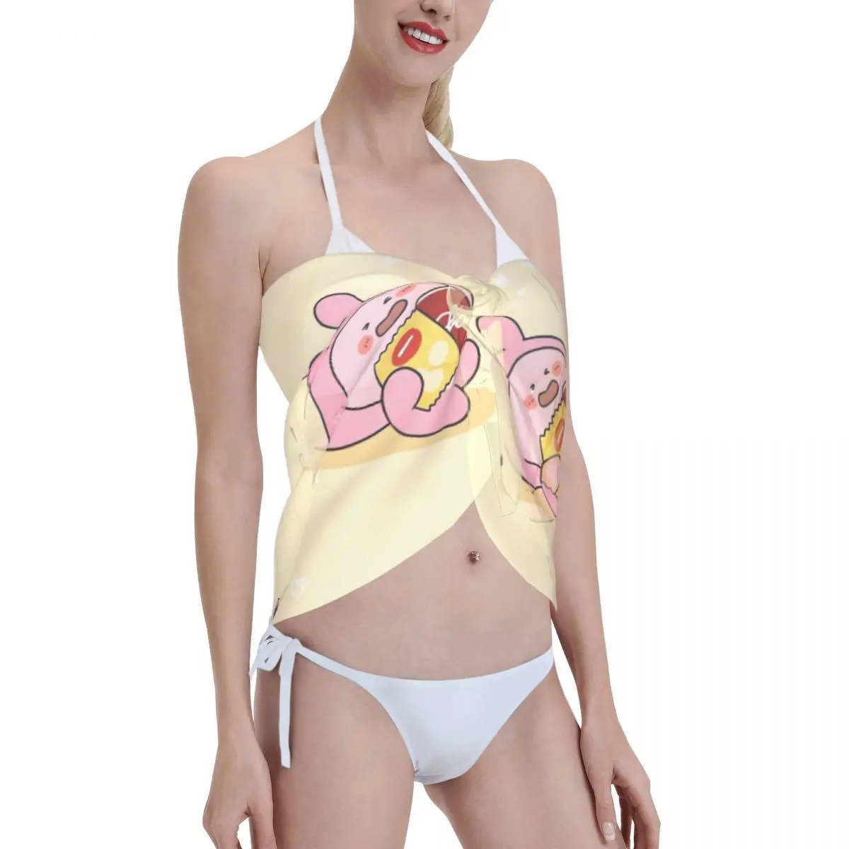 사용자 정의 만화 A-Asamimichans 비치 비키니 랩 시스루 비키니 비치 드레스 짧은 치마 쉬폰 스카프 커버 여성용