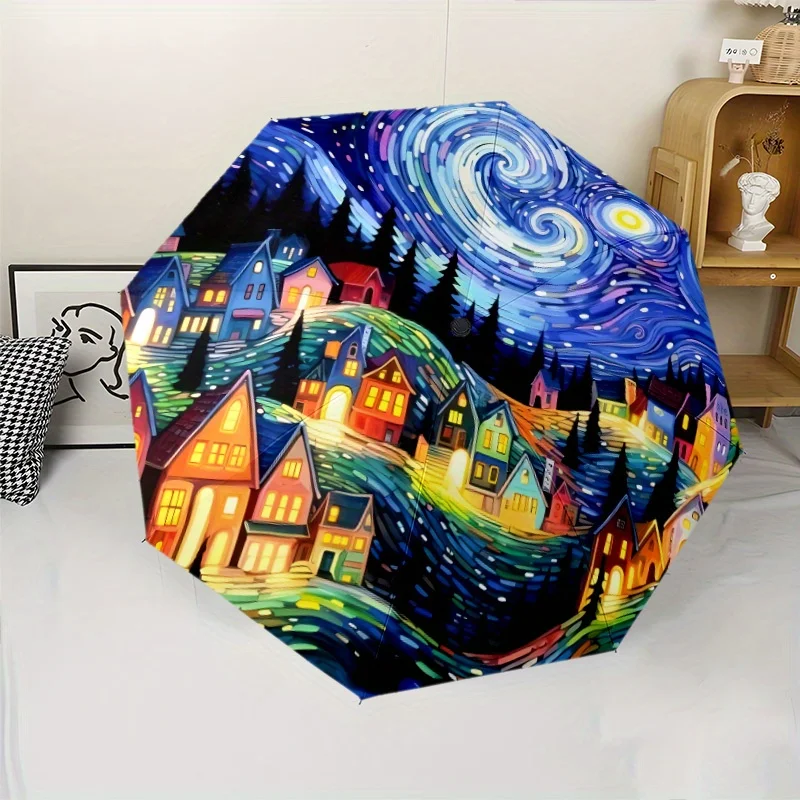 

Van Gogh's Starry Night12 fashionable automatic folding umbrella - windproof and -proof portable for commuting and outdoor act
