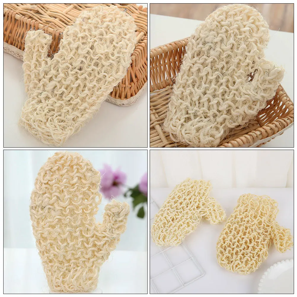 

1Pair Exfoliating Glove Sponge Natural Sisal Bath Shower Gloves Body Scrub Glove Skin Cleansing Mitt Skin Exfoliating Gloves