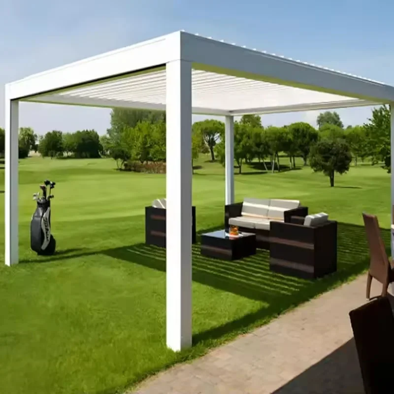 Modern Customizable Automatic Patio Pergola Garden Furniture Pergola Aluminium Outdoor Gazebo LED Light Louvers Pergolas