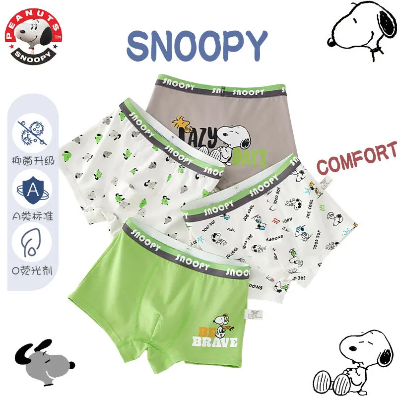 4Pcs/set Snoopy Children Underwear Cartoon Boys Undepants Cotton Breathable Underwear 3-12 Years Comfortable Kids Boxer Briefs