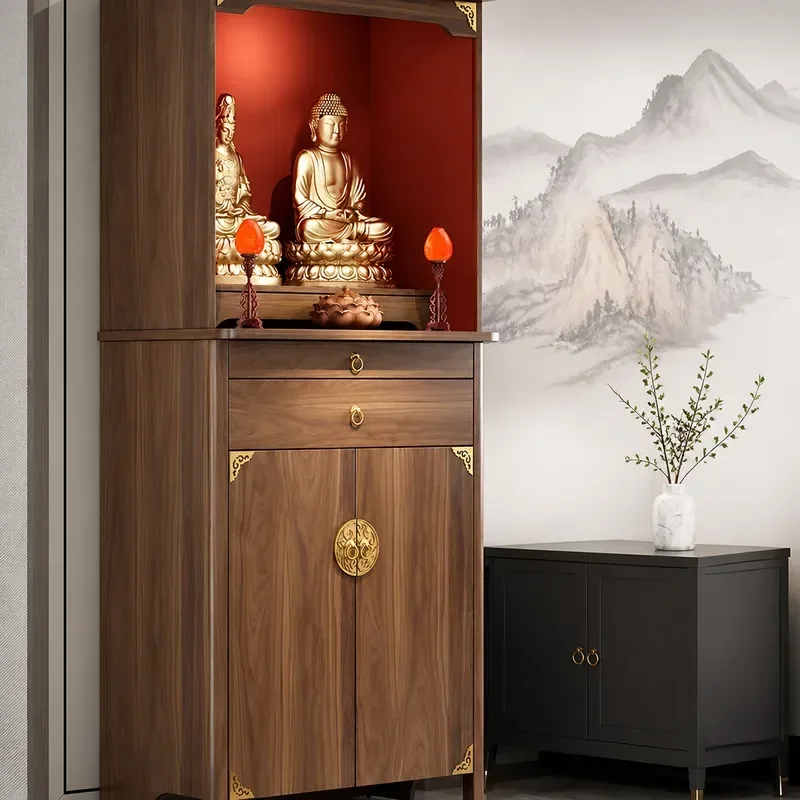 Modern Light Luxury Small Buddhist Shrine Cabinet Household Offering Table God of Wealth Incense Stand Storage Shelf