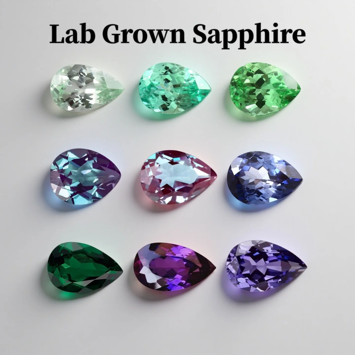 Pear Shape Laboratory growth Sapphire Loose Gemstone Multicolor  2x3~10x14mm For Ring Jewelry Accessories Making For Gift