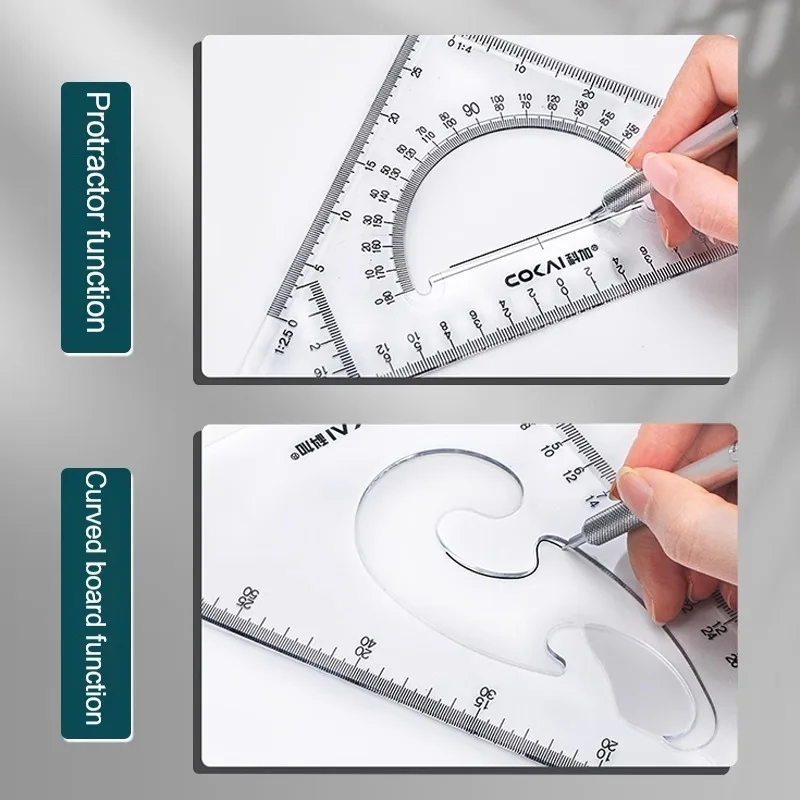 2Pcs/Set Multifunctional Triangle Ruler 30/45 Degree Measurement Angle Isosceles Triangle Ruler Geometry Students Drafting Tool