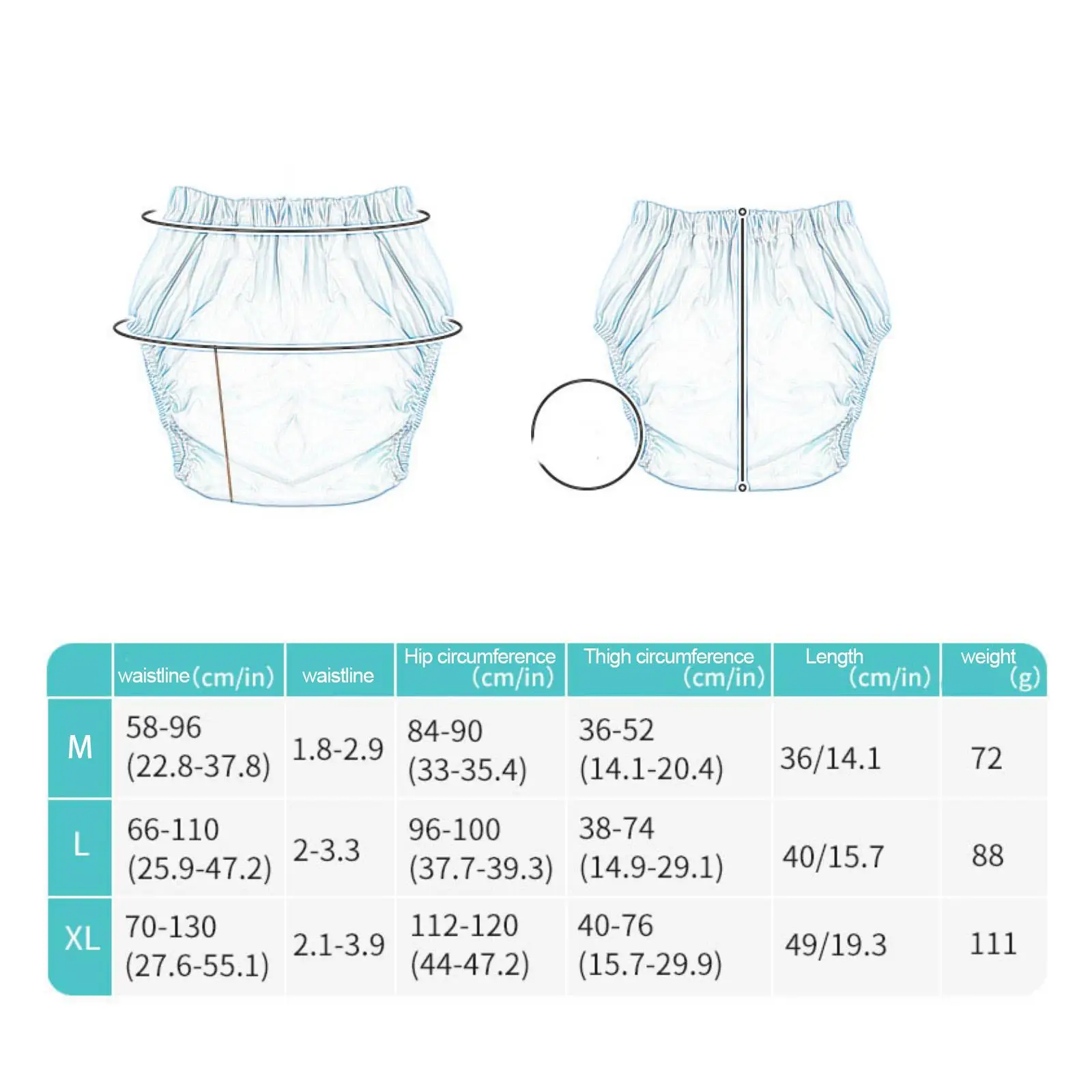

Washable Adult Cloth Diaper Cover Leak Protection TPU Underwear for Incontinence Pants for Seniors and Adults