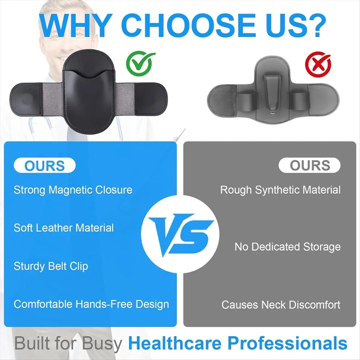 

NEW Magnetic Stethoscope Holder Clip, Leather Stethoscope Clips, Portable Stethoscope Holder for Physicians, Nurses