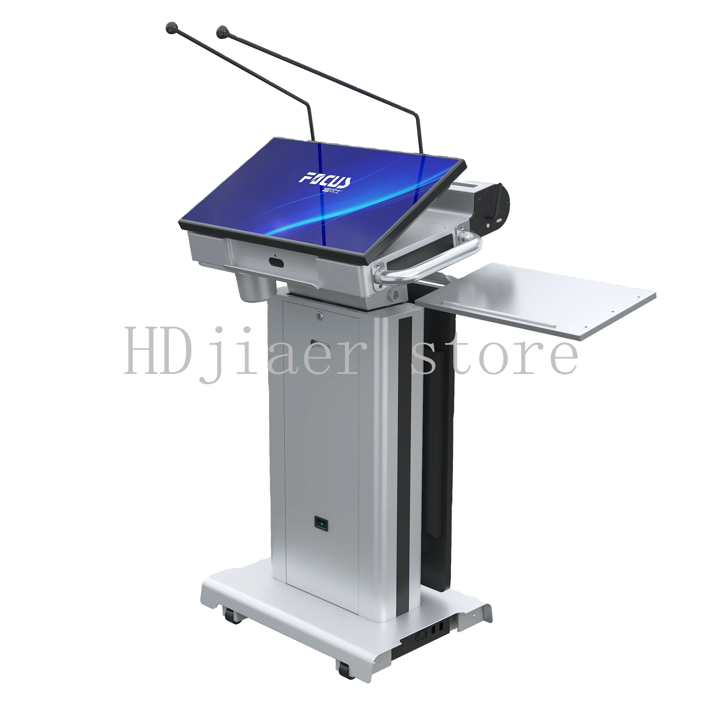

Dual-Screen Aluminum Podium – Height-Adjustable Electronic Smart Podium for Meetings & Events