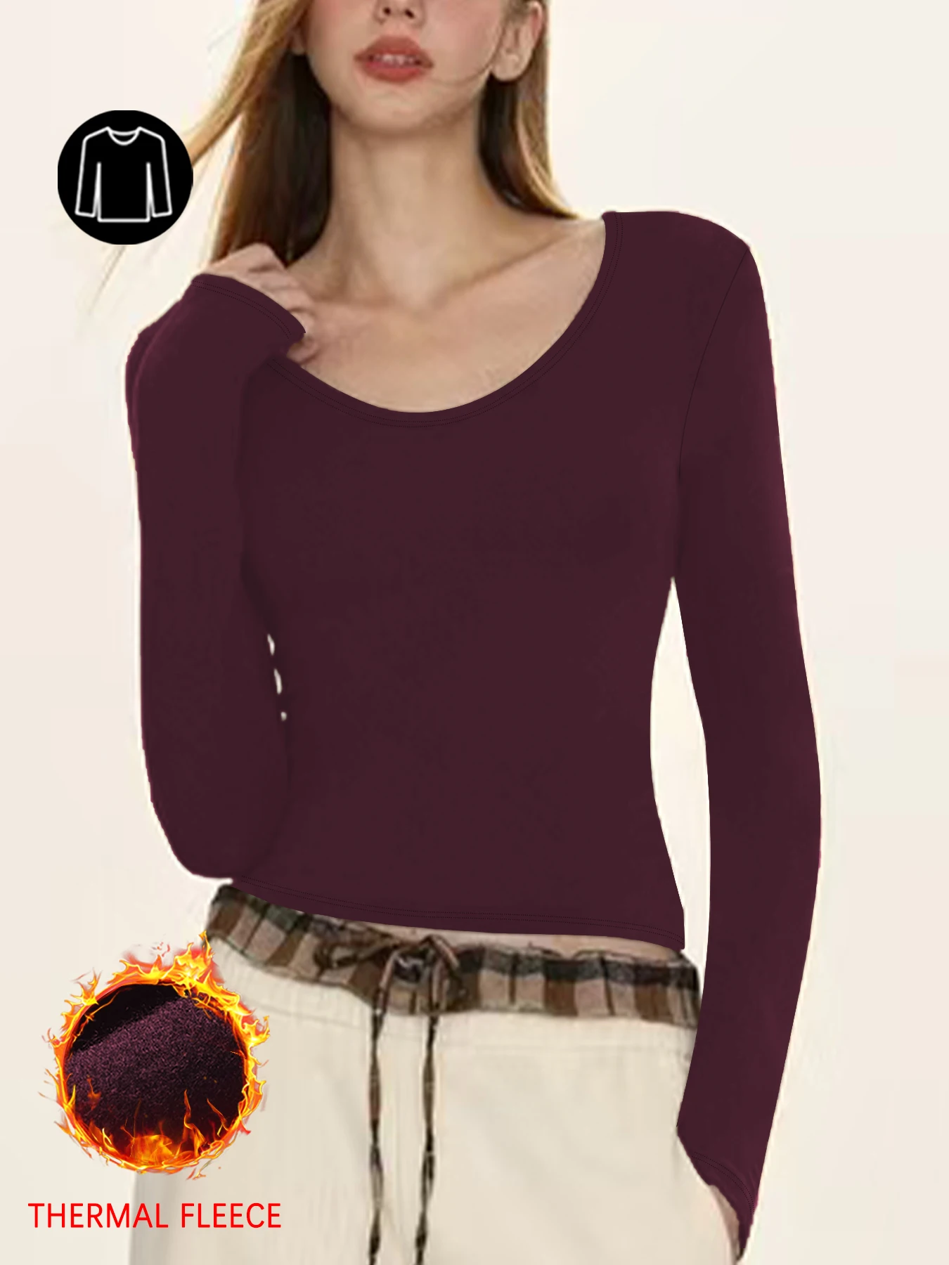 

Женские супермягкие флисовые терморубашки с длинными рукавами для женщин, женское термобелье для холодной погоды, топы, базовый слой