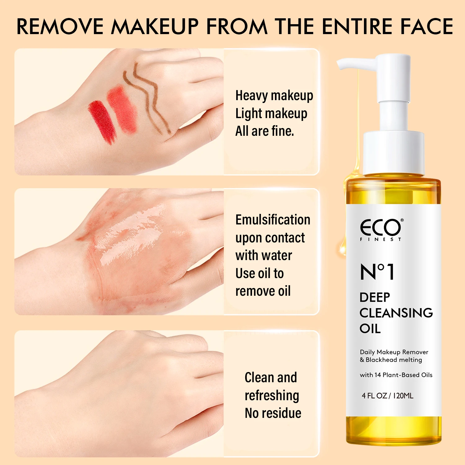 120 ml Make-up-Entferneröl, Tiefenreinigung, Jojobaöl, alle Bandhaut