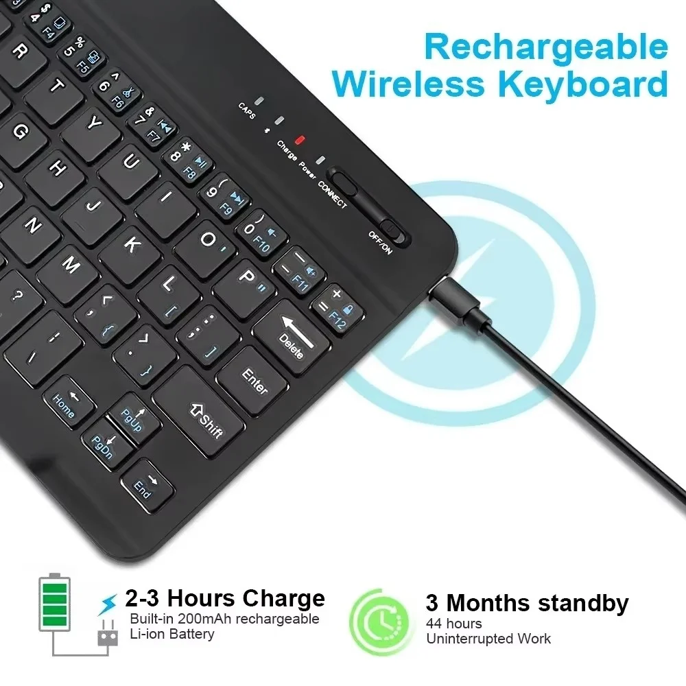 Bluetooth 5.0 Mini Wireless Keyboard 200mAh Rechargeable Silent Gaming Keyboard For iPad Pro 13 12 11 10  Samsung Xiaomi Tablets