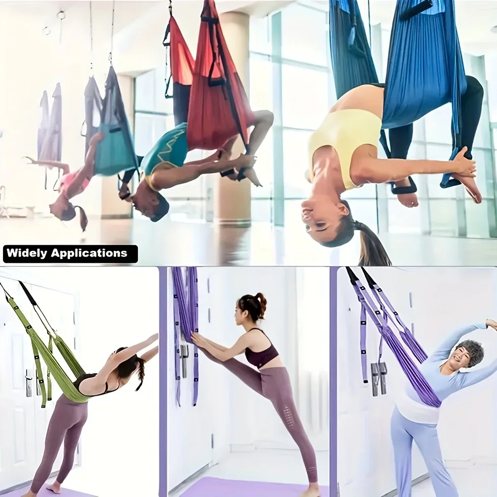 Una cinghia elastica universale per yoga con ancoraggio per porta, cinghia fitness in poliestere, elasticizzata per le gambe, danza assistita sulla schiena, balletto