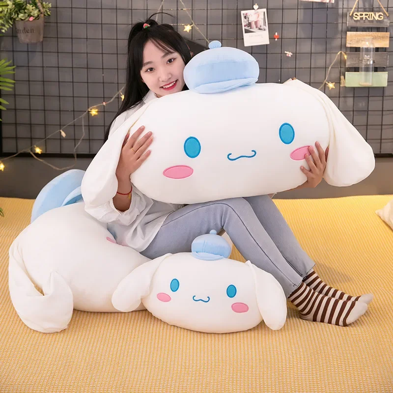 Muñeco de peluche Sanrio Cinnamoroll de gran tamaño, almohada de reposacabezas de coche de dibujos animados Kawaii, cojín trasero, regalos de cumpleaños, 40/70cm