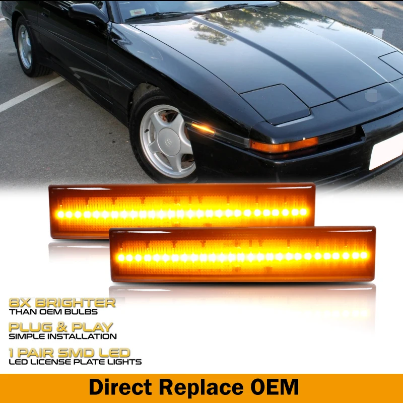 iJDM Amber/Red Full LED Side Marker Light For Toyota 1986-1992 A70 MK3 Supra Lights Lamps Turn Signal Light//Driving Lights T10