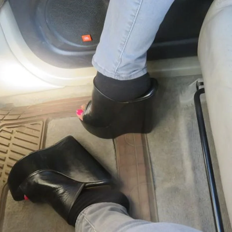 สีดํา WEDGE แพลตฟอร์มรองเท้าแตะหนัง Hollow ตื้นแฟชั่นเซ็กซี่ฤดูร้อนสบายๆขนาดใหญ่ผู้หญิงรองเท้า Zapatillas Mujer