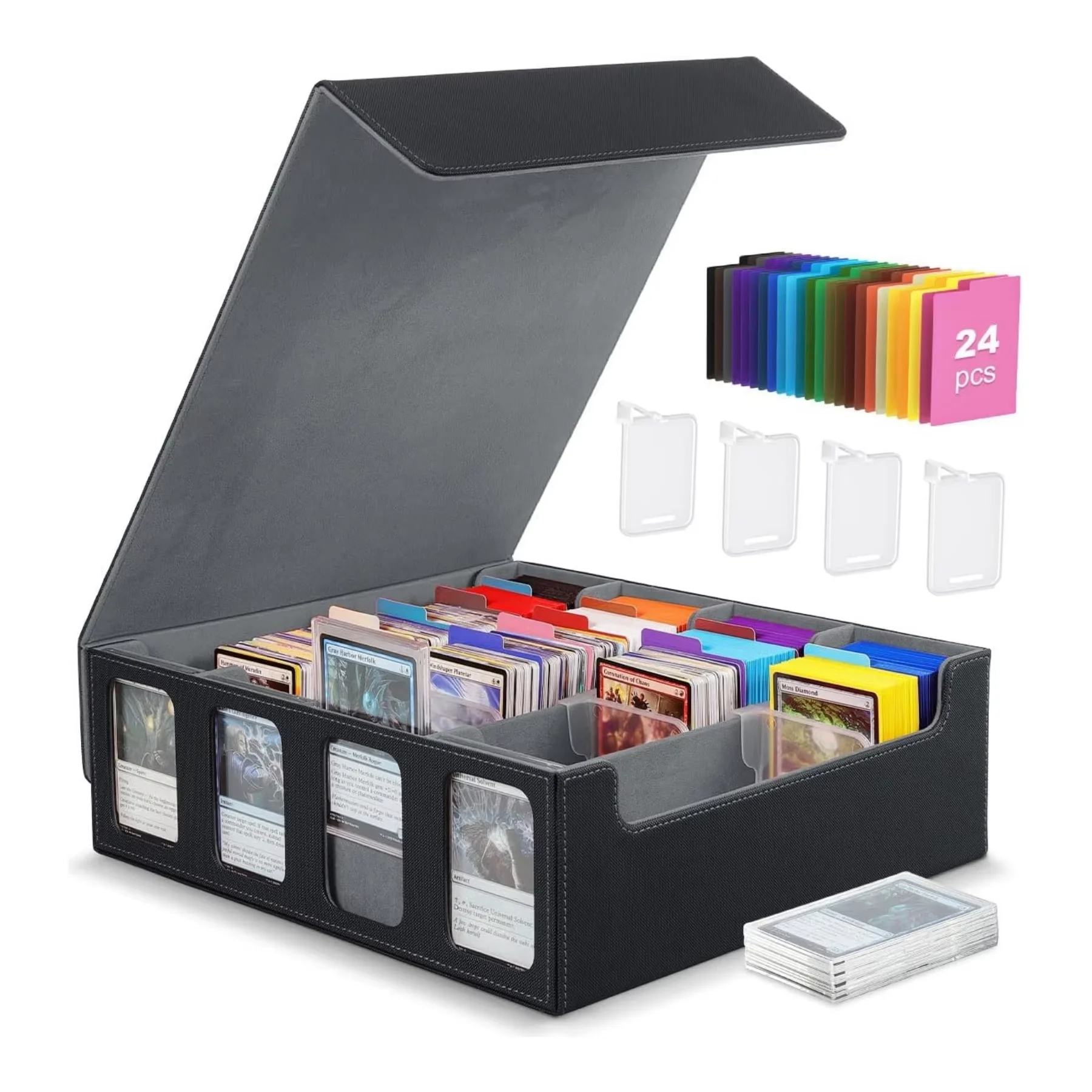 4-row-pu-trading-card-deck-storage-box-portable-card-carrying-organiser-case-for-card-collectible-game-card-cases-protectors