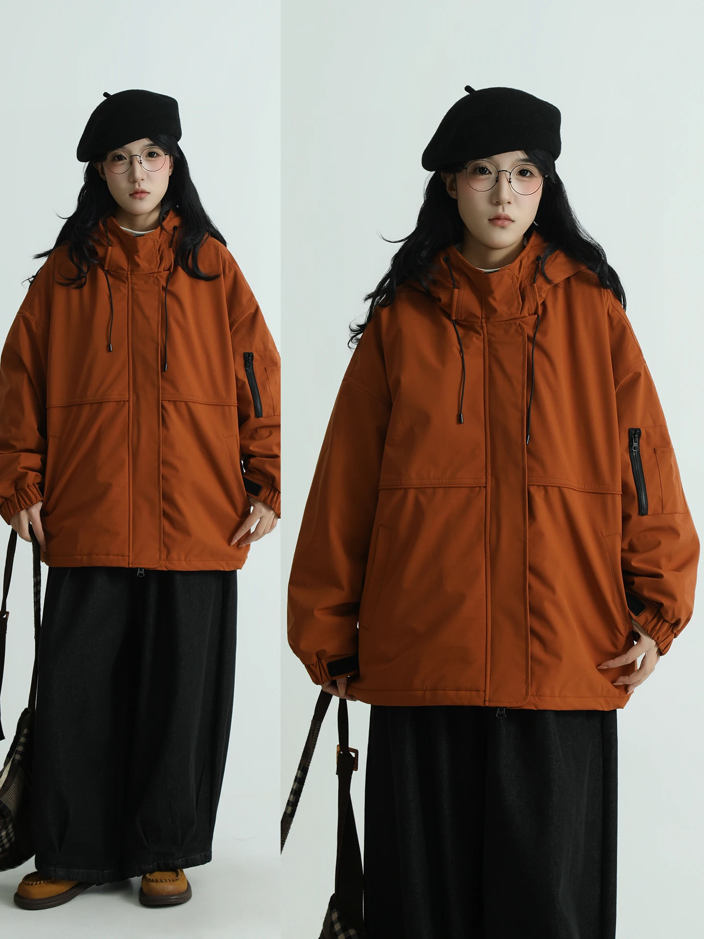 

Женская зимняя хлопковая куртка Buren Thiened с капюшоном, новая японская художественная цветная верхняя одежда с волшебной лентой, пальто