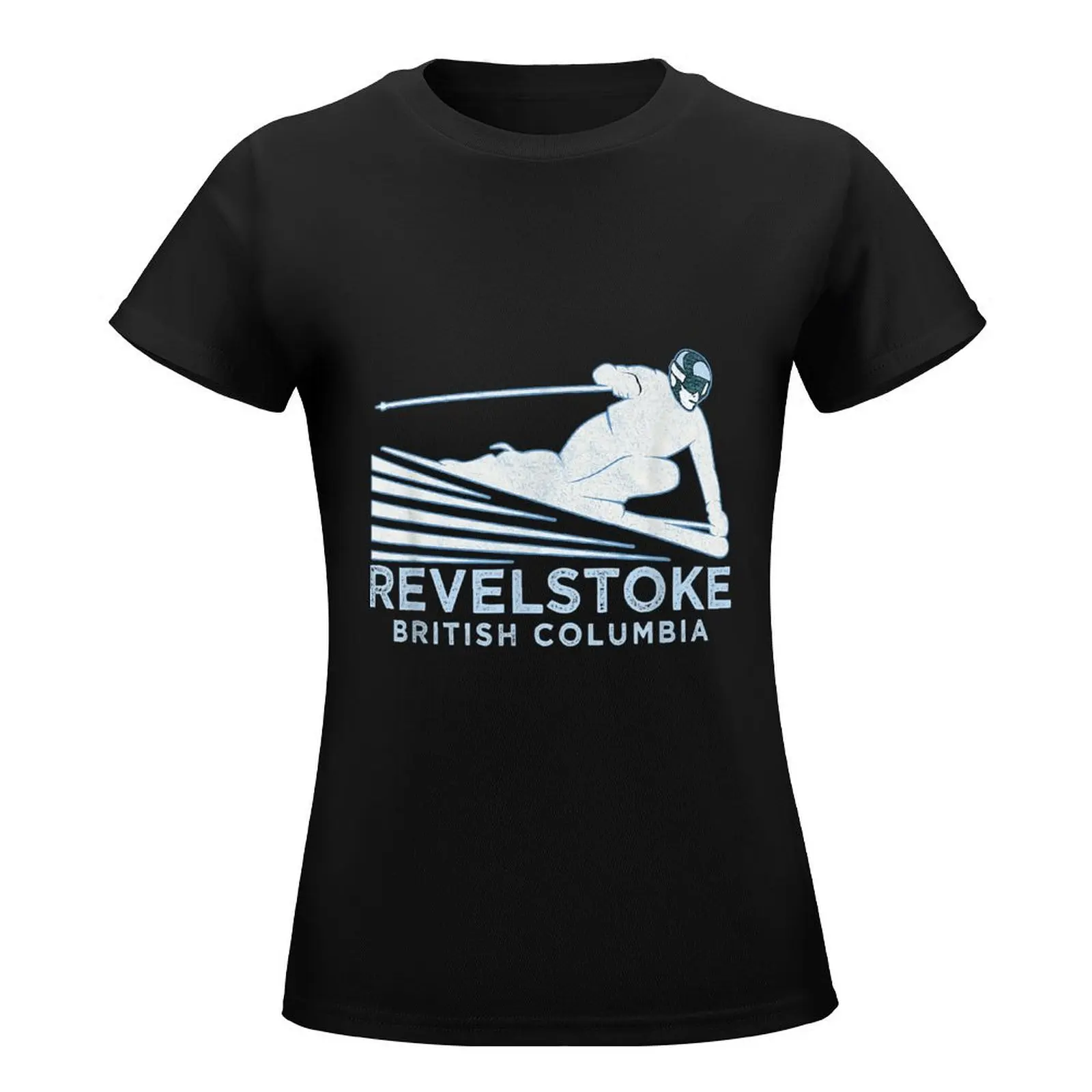 Retro Ski Revelstoke, BC Illustration - Vintage Snow Ski T-Shirt animal print shirt for girls Blouse Summer Women's clothing