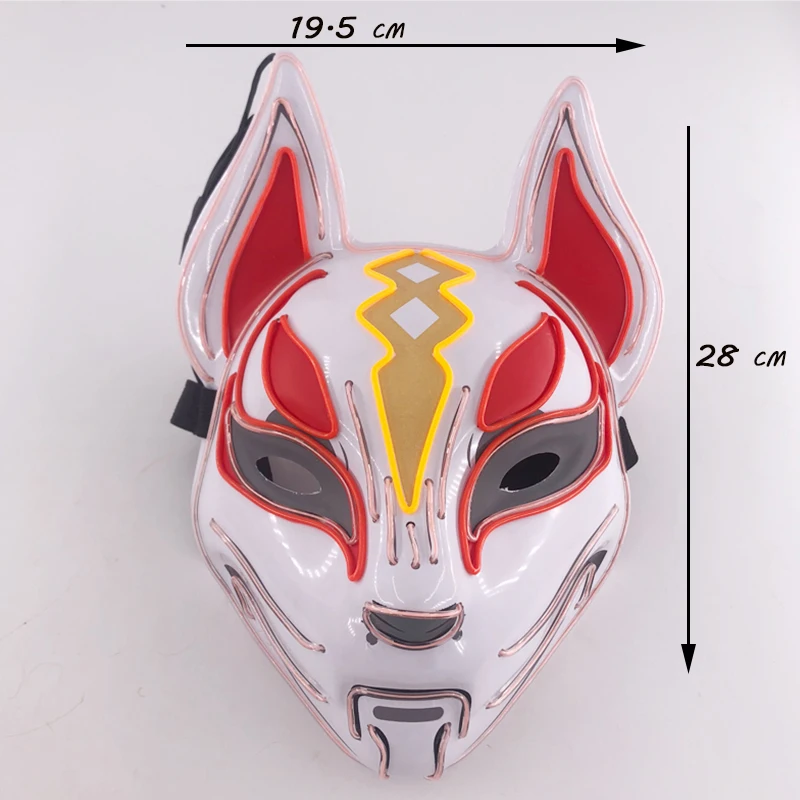 Glowing Fox Masks Ghosts Dance Mask Halloween Masquerade Cosplay Japanese Fox Costume Props Fox Neon Light Masks For Girl Lady