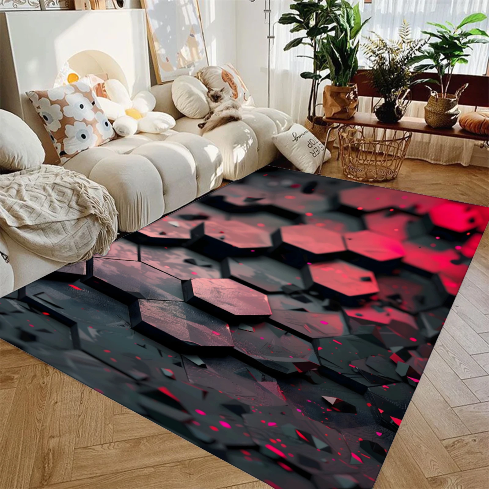 3D Visual Geometry Art Carpet Soft Flannel Rug Washable And Anti-Slip Personalized Gifts Birthday Gifts Home Decor Carpets