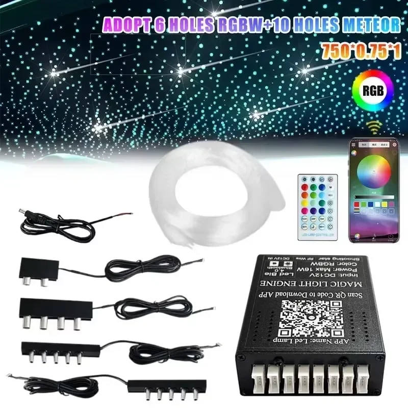 Cleaned Title: APP Control Star Roof Light RGB 64 Colors Meteor Light Guide PMMA Material 12V Optimized Title: APP Control