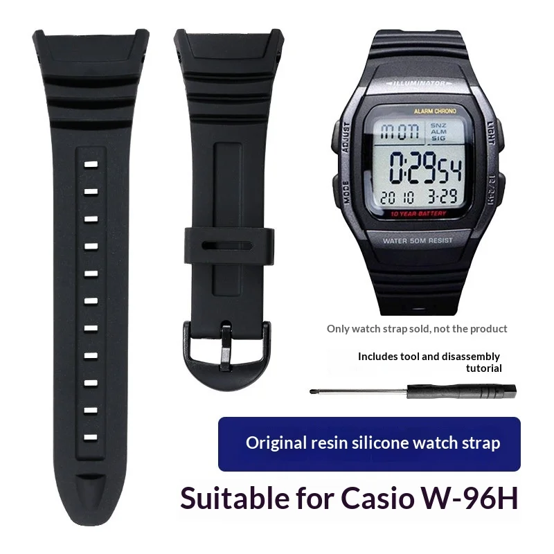 Resin Rubber Replacement Watch Strap Fit Casio 3239 W-96H Special Electronic Watch Band Accessories